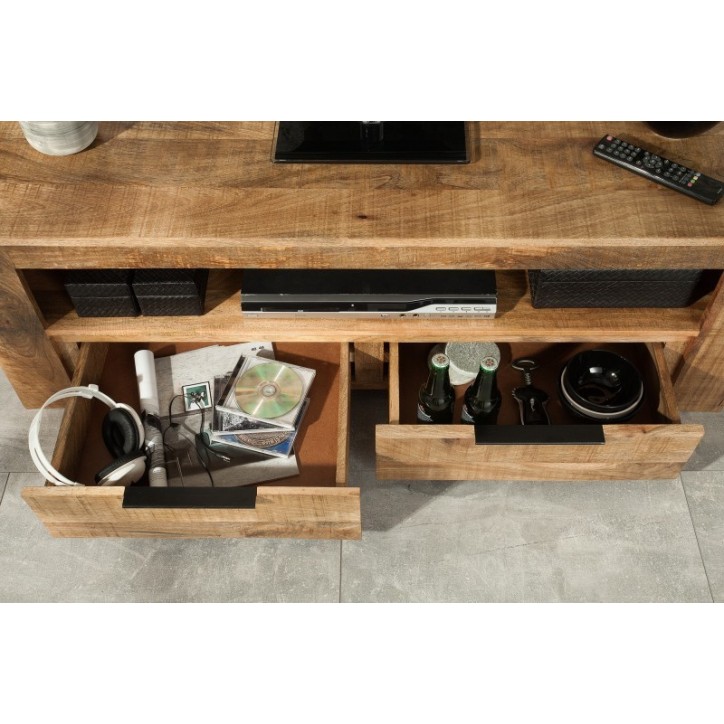 Meuble TV RUSTICO en bois massif de manguier 130 cm