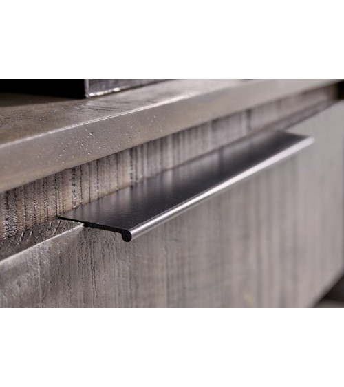 Meuble TV gris RUSTICO en bois massif de manguier