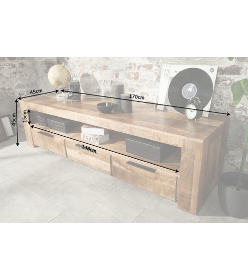 Meuble TV RUSTICO en bois massif de manguier 170 cm