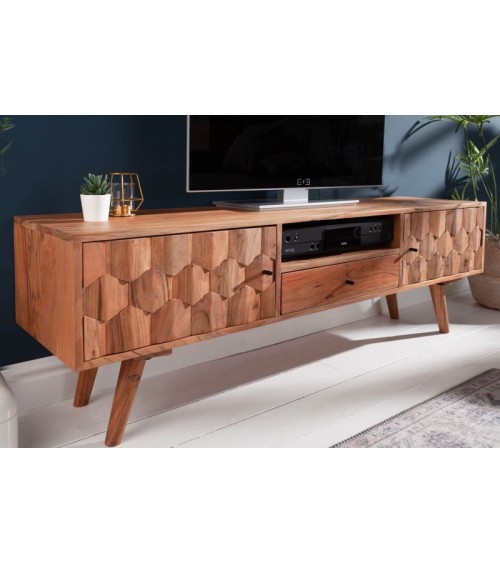 Meuble TV CUBE en bois massif d'acacia