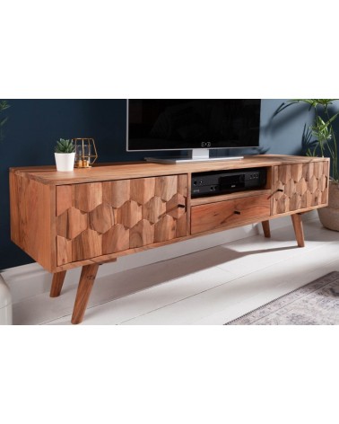 Meuble TV CUBE en bois massif d'acacia
