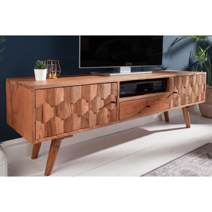 Meuble TV CUBE en bois massif d'acacia
