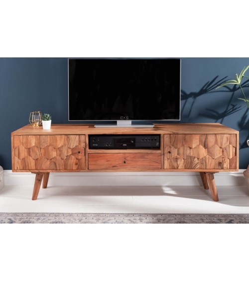 Meuble TV CUBE en bois massif d'acacia