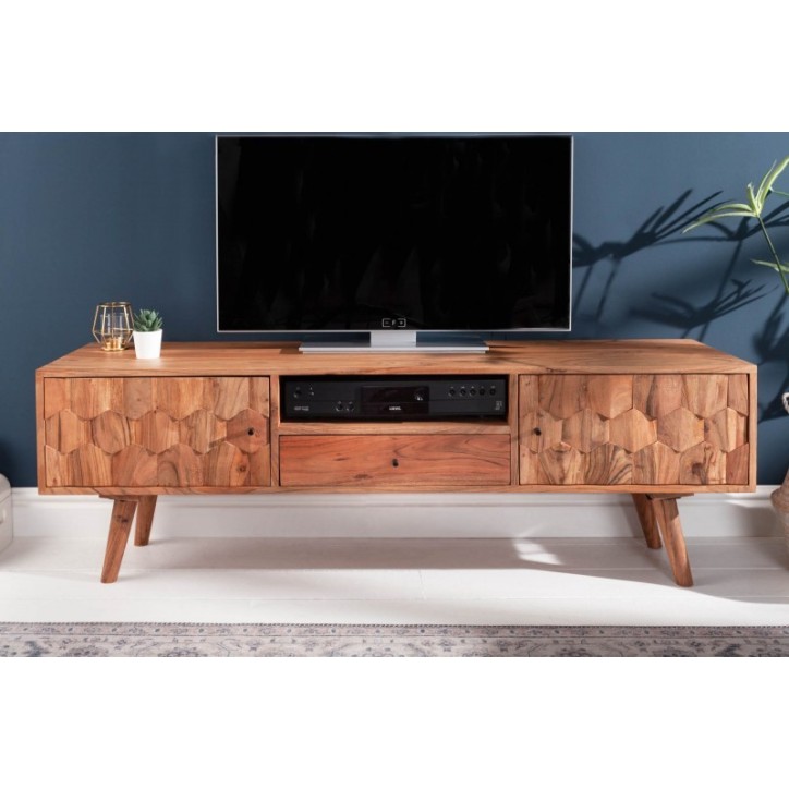 Meuble TV CUBE en bois massif d'acacia
