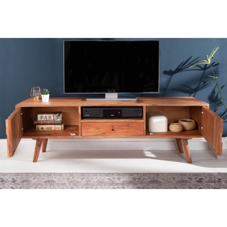 Meuble TV CUBE en bois massif d'acacia