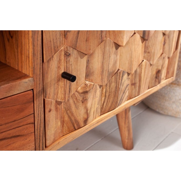 Meuble TV CUBE en bois massif d'acacia