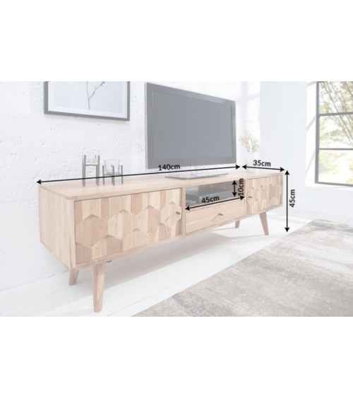 Meuble TV CUBE en bois massif d'acacia