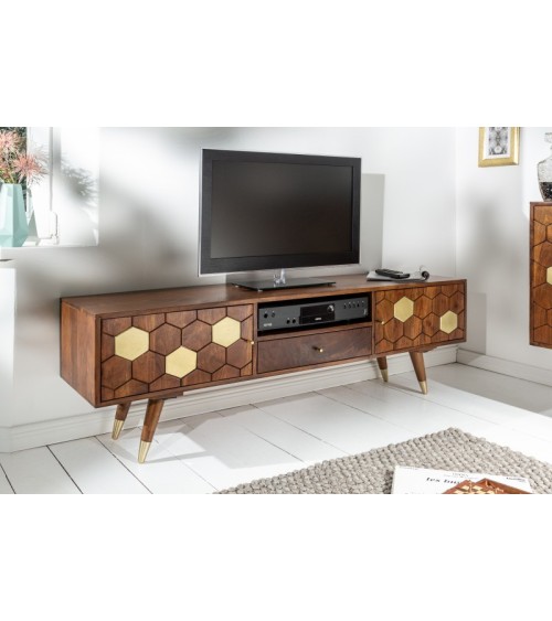 Meuble TV HEXAGONE bois massif d'acacia