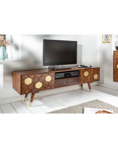 Meuble TV HEXAGONE bois massif d'acacia