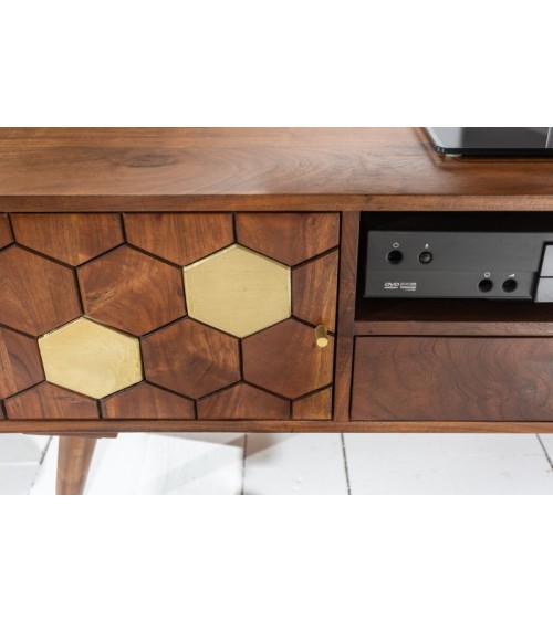 Meuble TV HEXAGONE bois massif d'acacia
