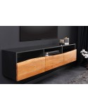 Meuble TV suspendu BRUT en bois d'acacia