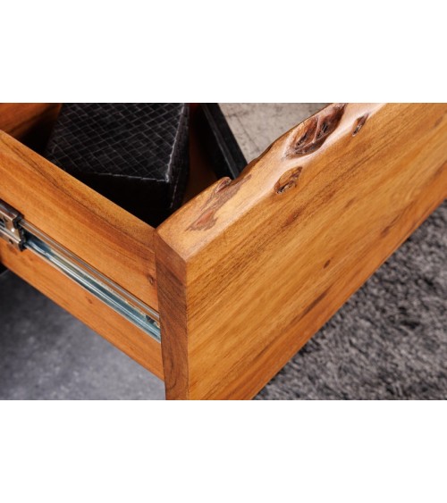 Meuble TV suspendu BRUT en bois d'acacia