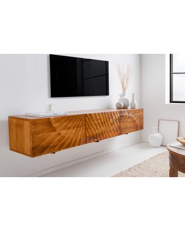 Meuble TV suspendu INFINITY en bois massif de manguier
