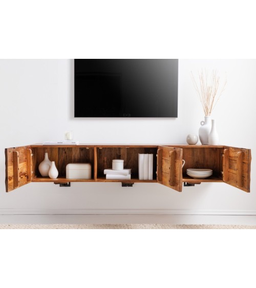 Meuble TV suspendu INFINITY en bois massif de manguier