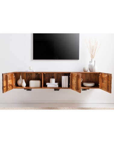 Meuble TV suspendu INFINITY en bois massif de manguier