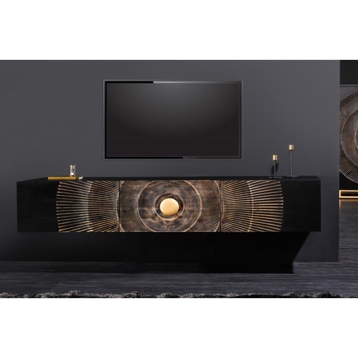 Meuble TV suspendu SUNNY bois massif de manguier