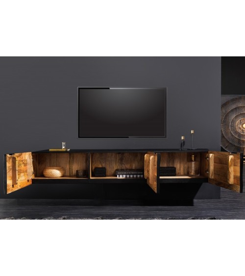 Meuble TV suspendu SUNNY bois massif de manguier