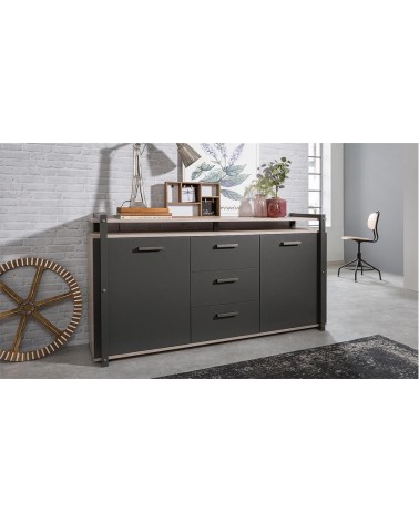 Buffet BROOKS 180cm anthracite et chêne