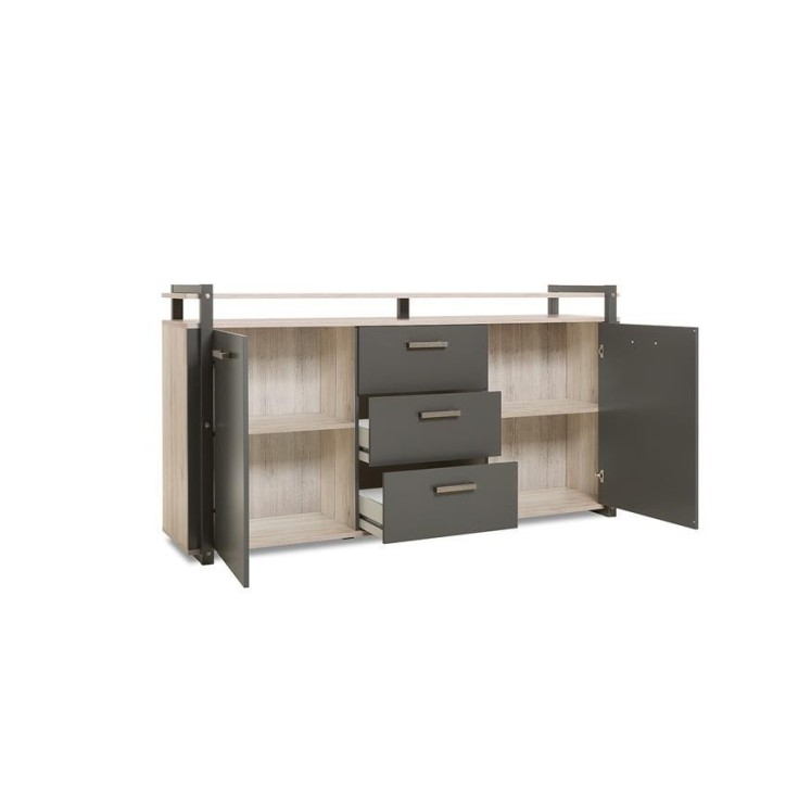 Buffet BROOKS 180cm anthracite et chêne