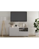 Meuble TV 1 porte, 1 tiroir Rio blanc - 121 x 42 x 57cm