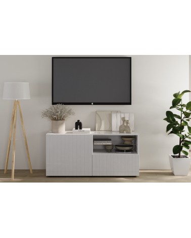 Meuble TV 1 porte, 1 tiroir Rio blanc - 121 x 42 x 57cm