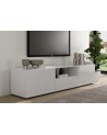 Meuble TV 2 portes, 1 tiroir Rio blanc - 184 x 42 x 42,5cm