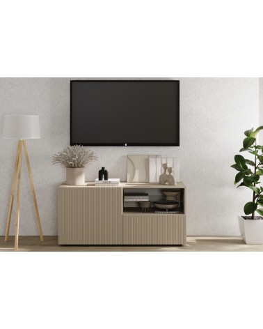 Meuble TV 1 porte, 1 tiroir Rio cashmere - 121 x 42 x 57cm