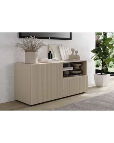 Meuble TV 1 porte, 1 tiroir Rio cashmere - 121 x 42 x 57cm