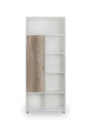 Bibliothèque ALASKA 80 CM blanc et bois