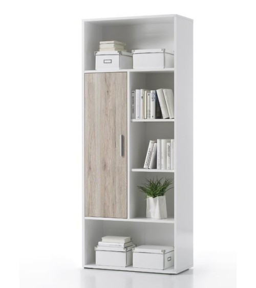 Bibliothèque ALASKA 80 CM blanc et bois