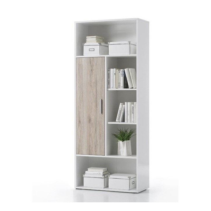 Bibliothèque ALASKA 80 CM blanc et bois