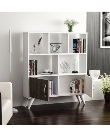 Bibliothèque DUCKY I 90 cm blanc et bois