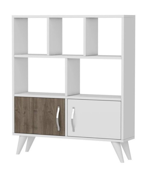 Bibliothèque DUCKY I 90 cm blanc et bois