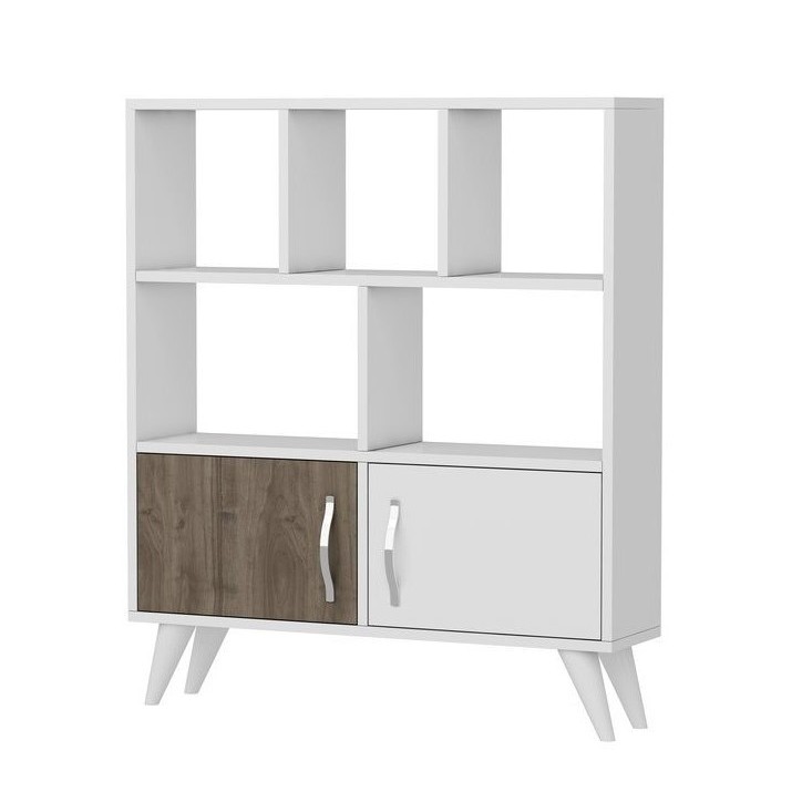 Bibliothèque DUCKY I 90 cm blanc et bois