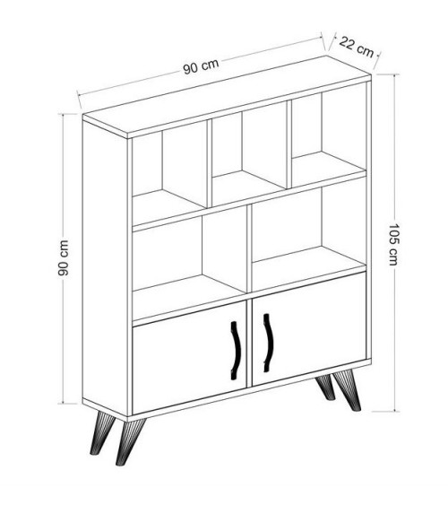 Bibliothèque DUCKY I 90 cm blanc et bois