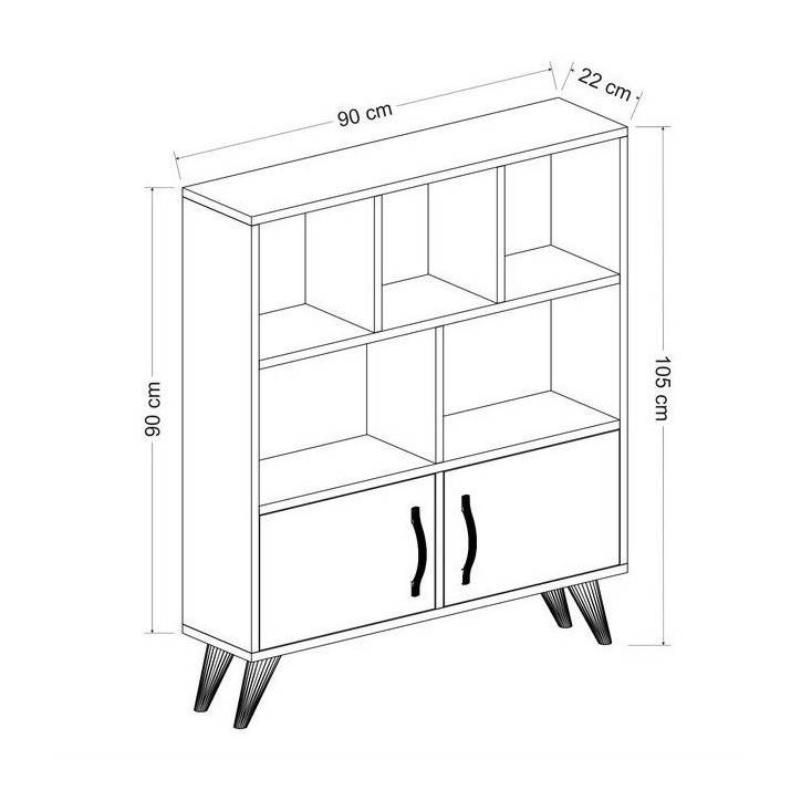 Bibliothèque DUCKY I 90 cm blanc et bois