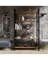 Bibliothèque ILYA 90 cm bois et métal noir