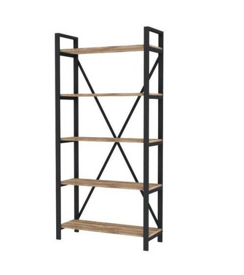 Bibliothèque ILYA 90 cm bois et métal noir