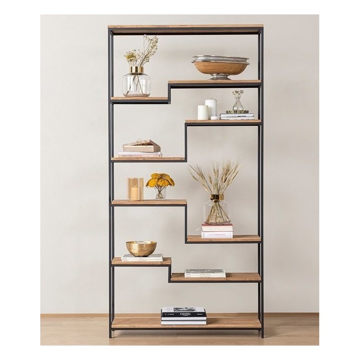 Bibliothèque ANTERES 100 cm bois et métal noir