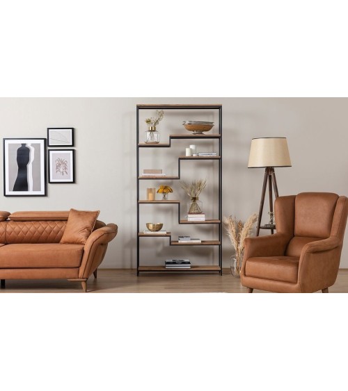 Bibliothèque ANTERES 100 cm bois et métal noir