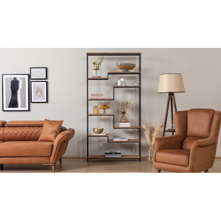 Bibliothèque ANTERES 100 cm bois et métal noir