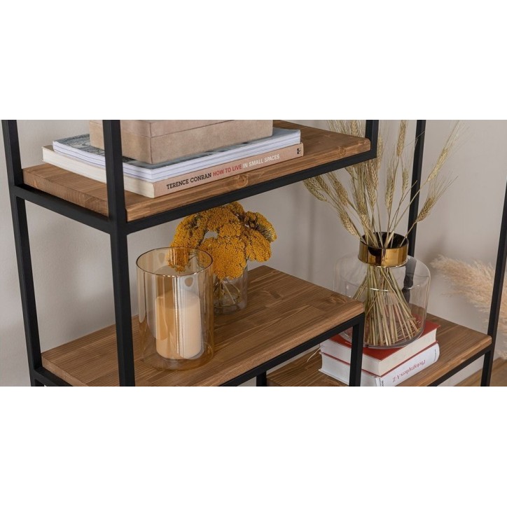 Bibliothèque ANTERES 100 cm bois et métal noir