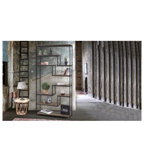 Bibliothèque ANTERES 100 cm bois et métal noir