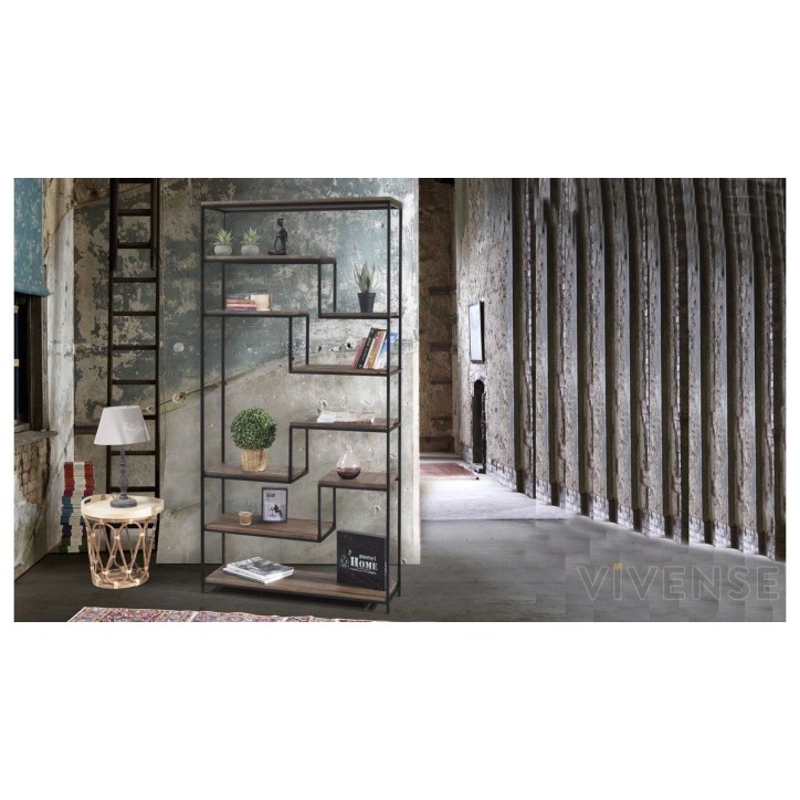 Bibliothèque ANTERES 100 cm bois et métal noir