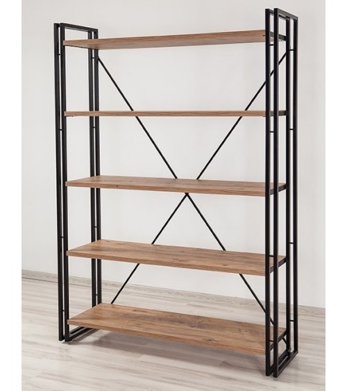 Bibliothèque COSMO 130 cm bois et métal noir