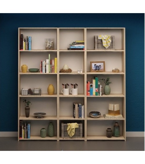 Bibliothèque CLARITA 56 cm + 38 cm + 56 cm bois