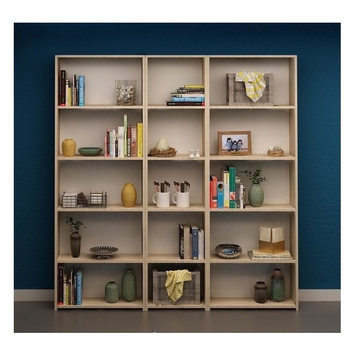 Bibliothèque CLARITA 56 cm + 38 cm + 56 cm bois