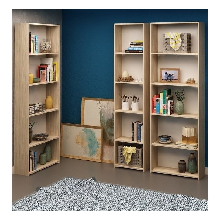 Bibliothèque CLARITA 56 cm + 38 cm + 56 cm bois