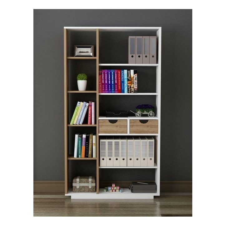 Bibliothèque LUMA 80 cm noyer et blanc Bibliothèque LUMA 80 cm noyer et blanc