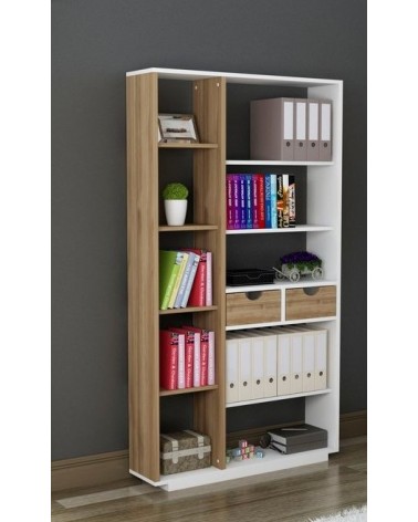 Bibliothèque LUMA 80 cm noyer et blanc